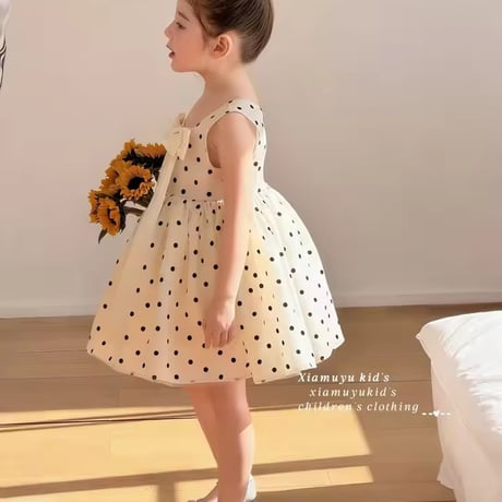 kids ドットノースリーブハイウエストワンピース(2173)