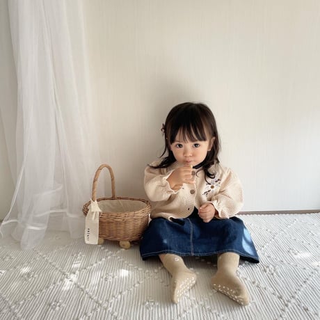 即納あり◆2color フラワー刺繍バルーンスリーブニットカーディガン(2470)
