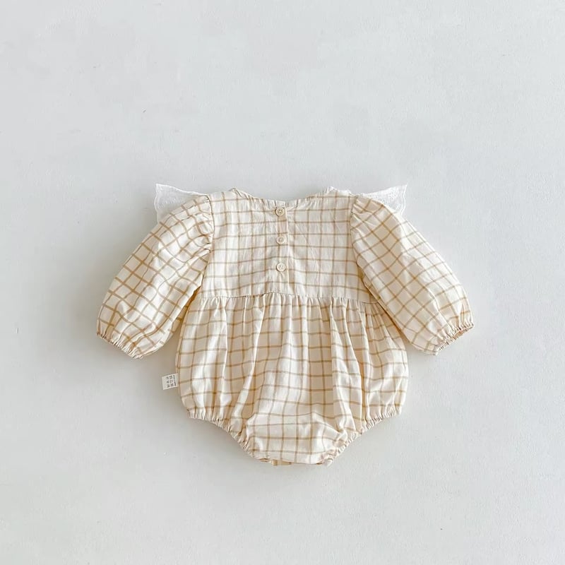 mixフリル花柄×チェックロンパース(711) | こどもふく🧸mocokids