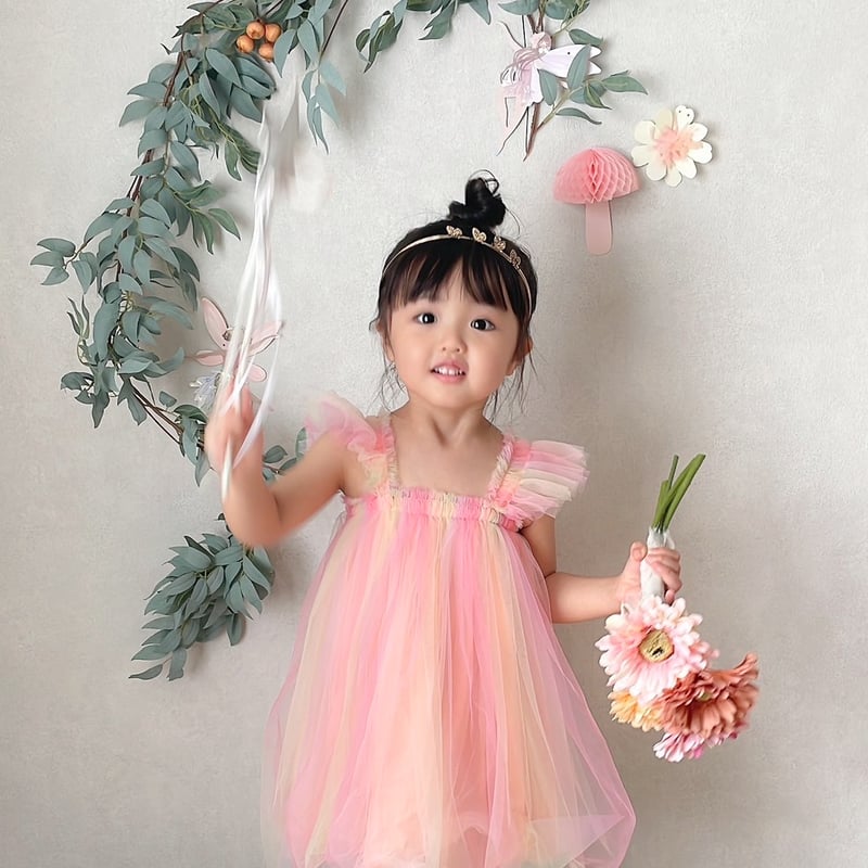 5color rainbowバタフライドレス(520) | こどもふく🧸mocokids