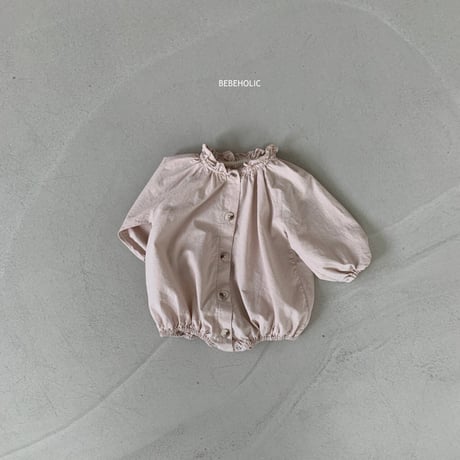 即納【bebeholic】neck shirring  rompers (be14)