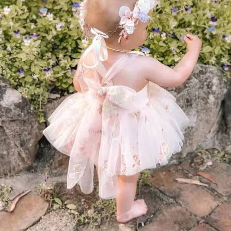 9color flower gardenキャミリボンチュールロンパースドレス(525)
