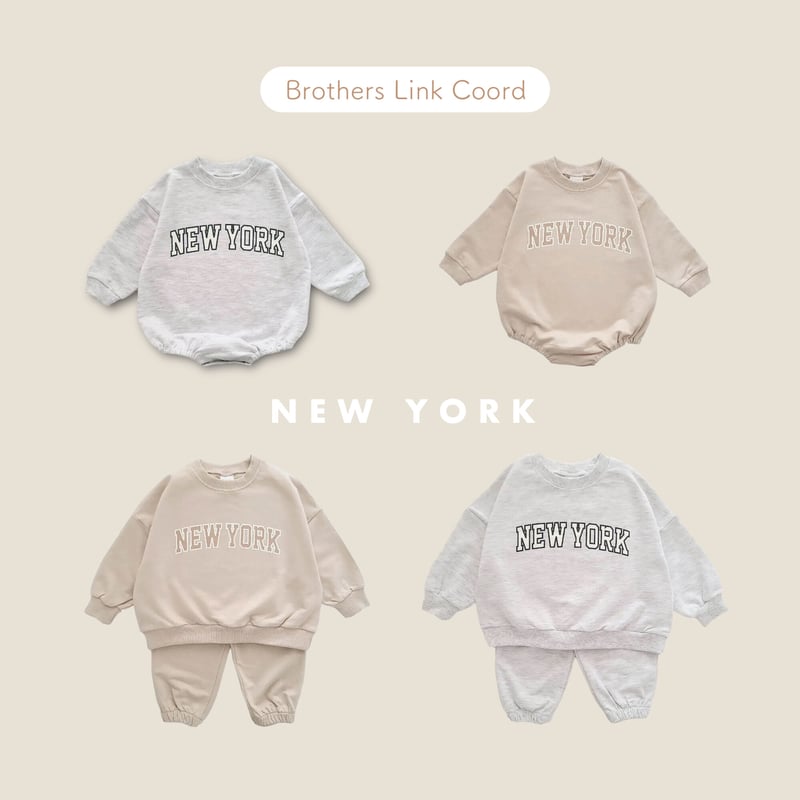 ロンパース 4点おまとめ 兄弟お揃いNEW YORKロンパースorセットアップ(3273) | こどもふく moco