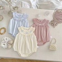 3color うさぎ刺繍Uフリルロンパース(2322)