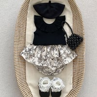 即納あり◆5color ノースリーブフリル襟リブトップス×フリルブルマコーデ(4141)