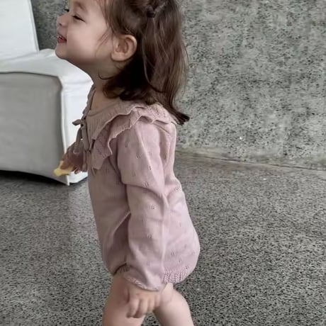 ダブルcollarアイレットニットロンパース(1634)