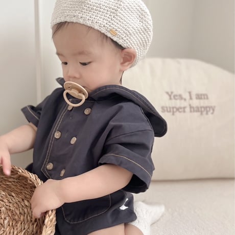 navy blueボタンロンパース(1521)