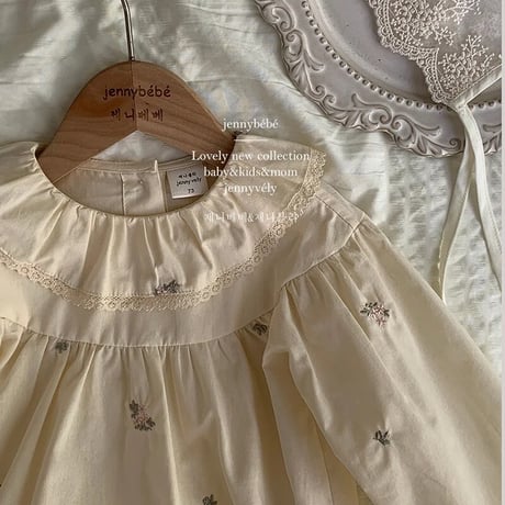 jennybebe vintage little flower刺繍ロンパースorセットアップ(4035)