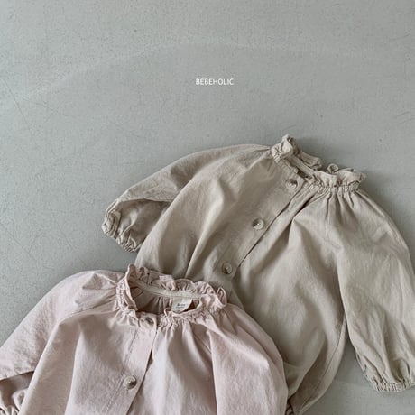 即納【bebeholic】neck shirring  rompers (be14)