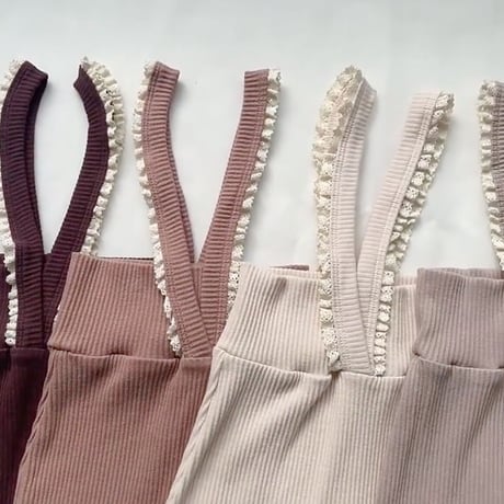 4color レースサス付きハイウエストリブパンツ(2288)