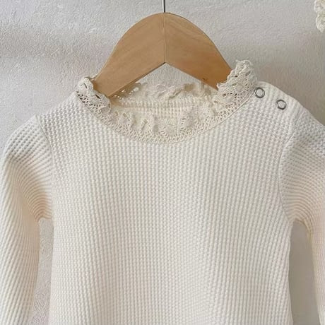 ボンネット付きワッフルpetitフリルロンパース(723)
