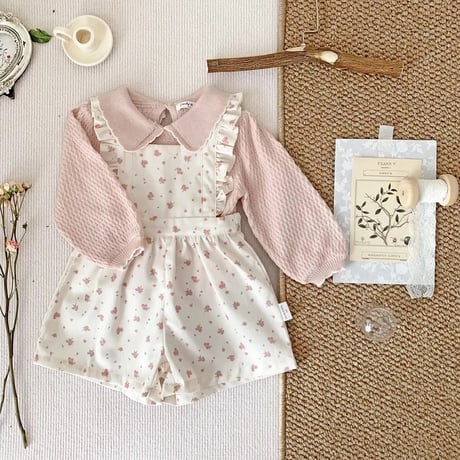 momo pink small flowerサロペット(4058)