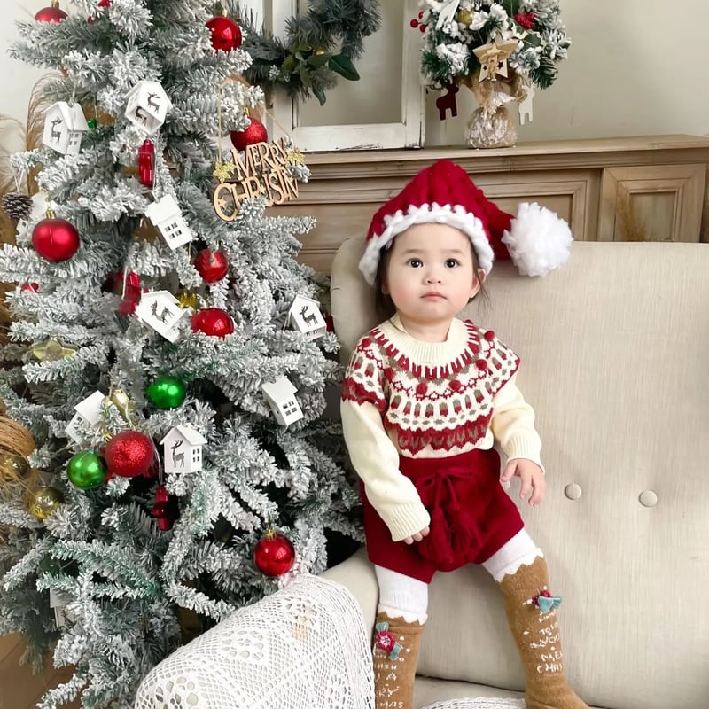 Xmasノルディスク柄セーター×ニットブルマ(3331) | こどもふく🧸mocokids