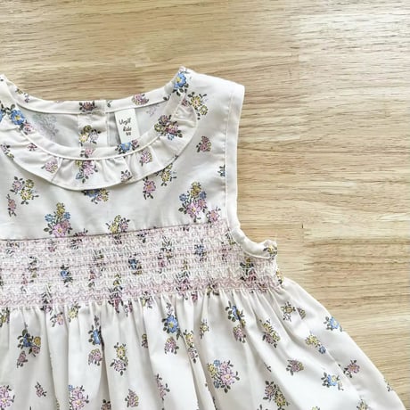 kids 2colorノースリーブシャーリング刺繍チュニックトップス(1202)