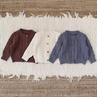 brown/ivory/blue ケーブルニットカーディガン(1422)