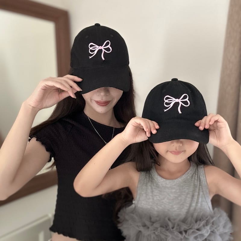 ママとお揃い 5colorリボン刺繍キャップ(581) | こどもふく moco kids