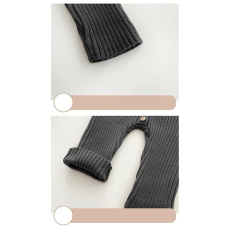 3color リブニットフロントボタンロンパース(3367)