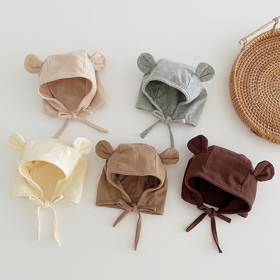 別珍フルボンネット a:ruco 耳が聴こえるフルボンネ 6color くま耳ボンネット(2351) | こどもふく moco kids