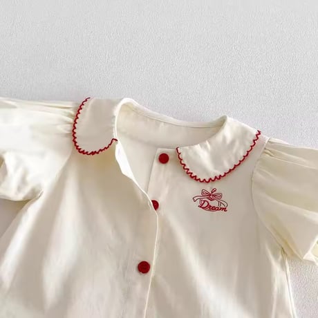 レッド刺繍ダブルフリルシャツワンピース(2157)