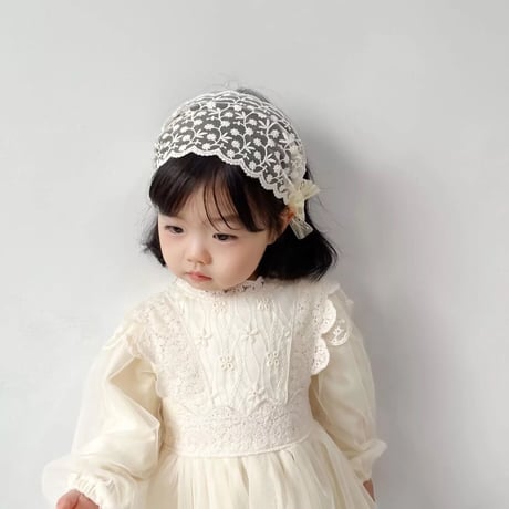 beige × pinkワイドレースヘッドバンド(238)