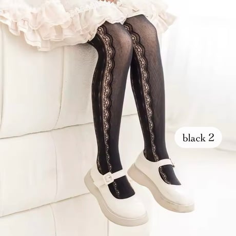 white×black レースタイツ(941)