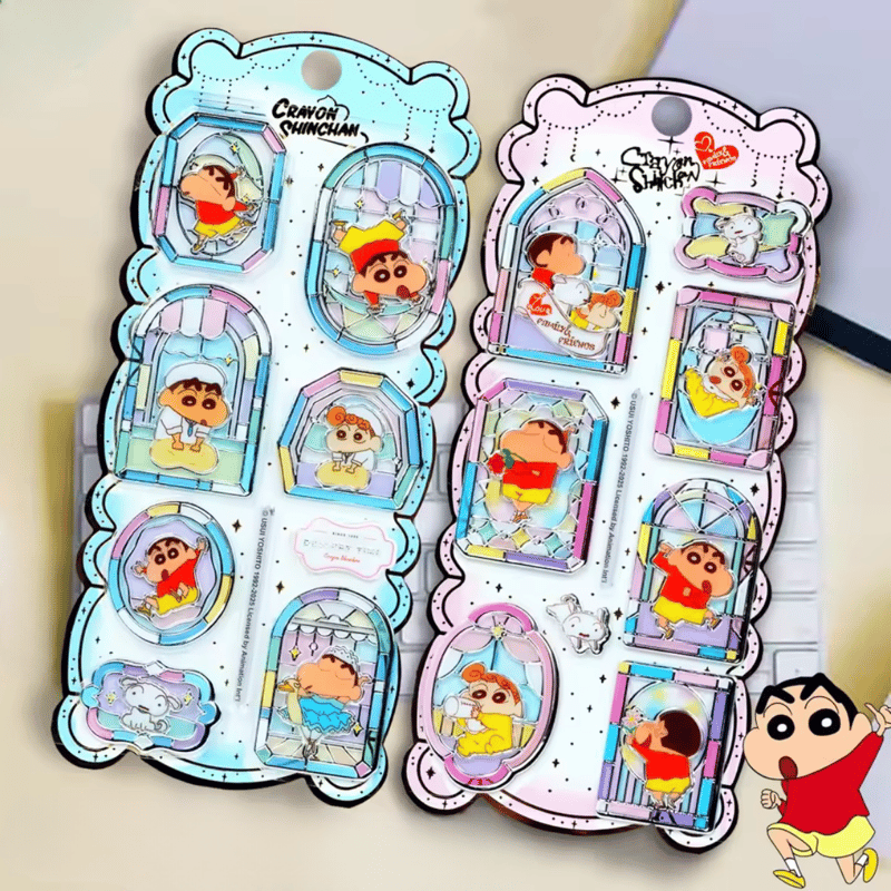 しんちゃん‼️DANCE WITH DRAGON ステンシルプリント ステンドグラス風クレヨンしんちゃんシール(2079) | こどもふく🧸mocokids