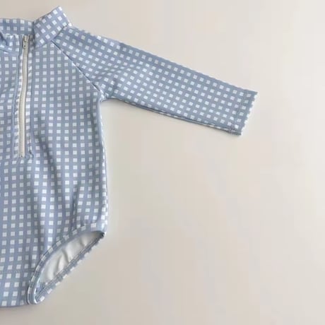 blue gingham check / cream dotラッシュガード(2095)