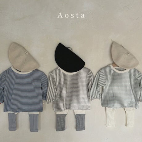 即納【Aosta】stripe Tshirt (a32)