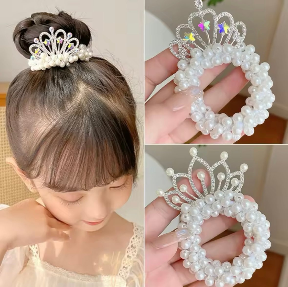 189 メタリックシルバー￼キラキラ キッズヘアゴム　プリンセス　なりきり 189 メタリックシルバー￼キラキラ キッズヘアゴム プリンセス