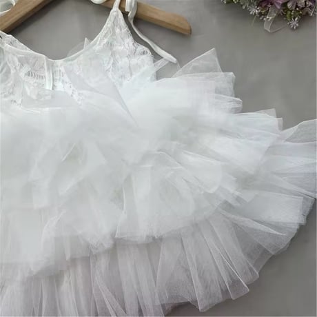 pink/white バイカラーキャミレースチュチュドレス(4079)