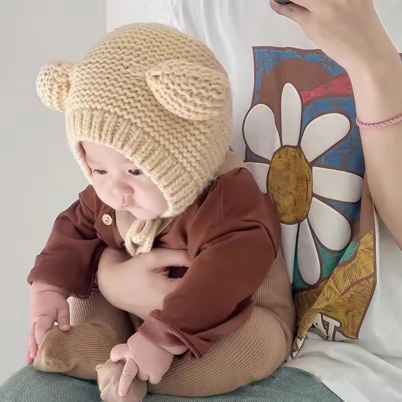 8color くま耳かぎ針編みニットボンネット(708) | こどもふく