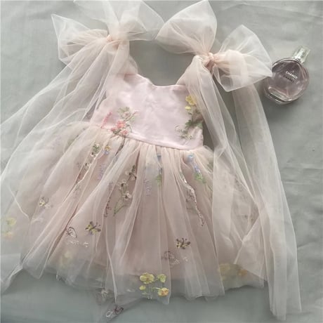 9color flower gardenキャミトリプルリボンチュールドレス(526)