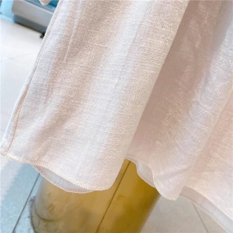 kids 刺繍襟ぽわん袖Aラインワンピース(2385)
