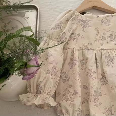 jennybebe 姉妹お揃いヴィンテージフラワーバッグリボンロンパースorワンピース(1014)