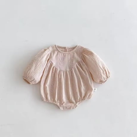 beige/moca コットンレースロンパース(953)