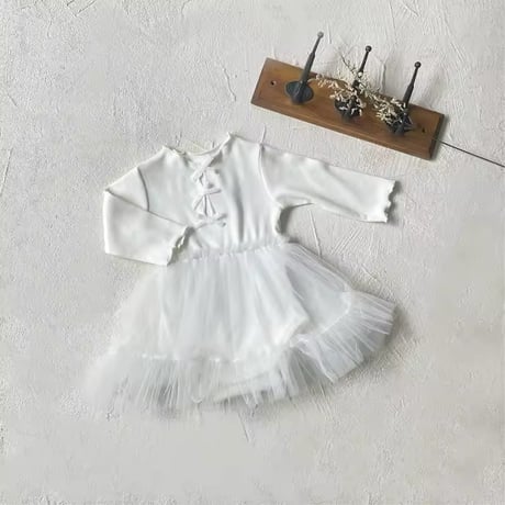 back miniベロアリボンチュールロンパース(1060)