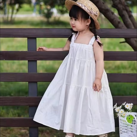 kids whiteキャミロングティアードワンピース(970)