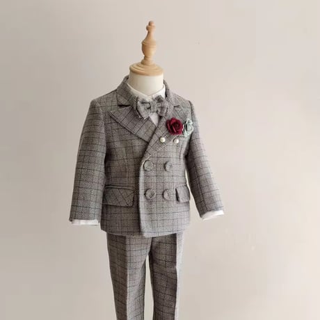 camel/gray ツイードジャケットフォーマルスーツ(989)