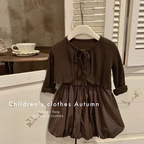 2color カーディガンバルーンニットワンピースset(3320)