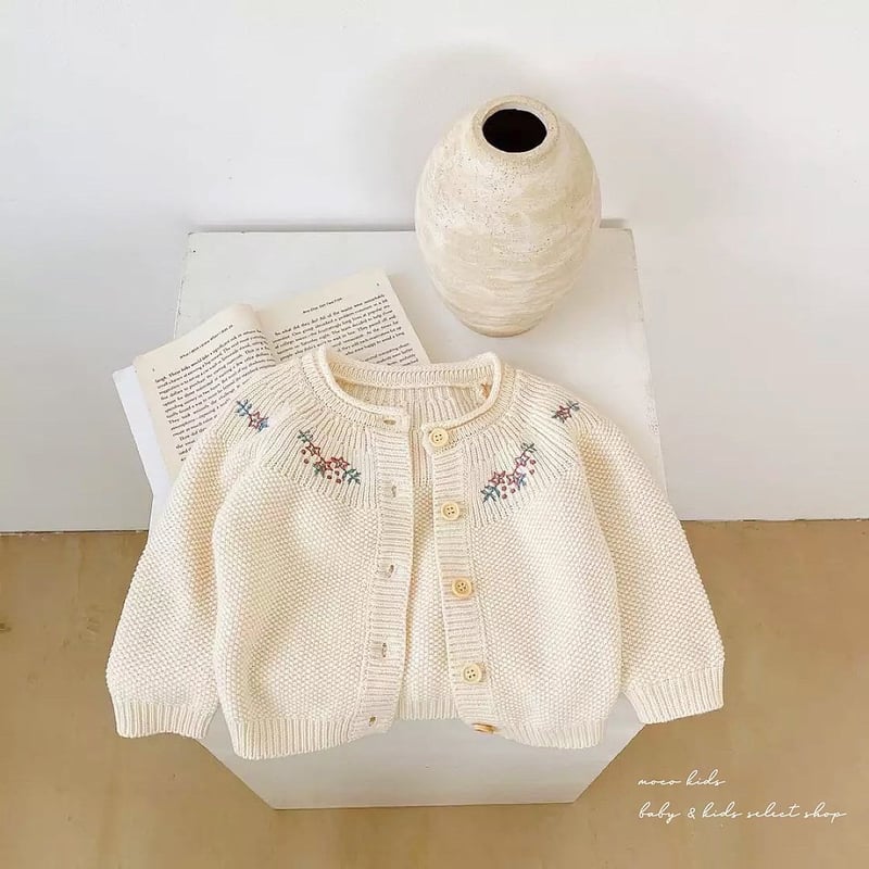 ペンタスフラワー刺繍ニットカーディガン(2344) | こどもふく ペンタスフラワー刺繍ニットカーディガン(2344) | こどもふく