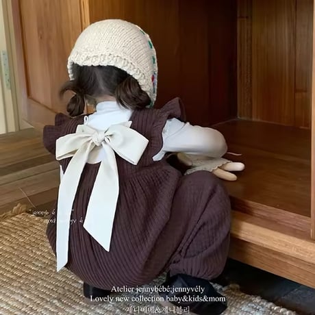 jennybebeバックリボンコーデュロイオーバーオール×タートルネックブラウス(770)