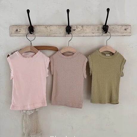 即納【The Beige】ribbed sleeveless T(2762)