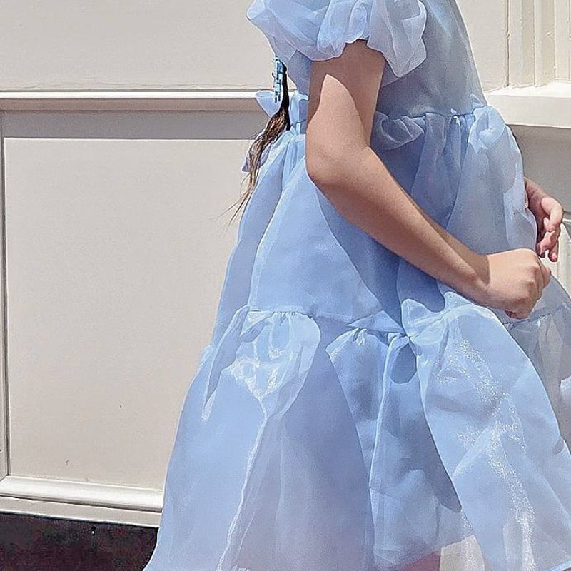 kids ice blue/pinkシフォンチュールドレス(1562) | こどもふく🧸moc