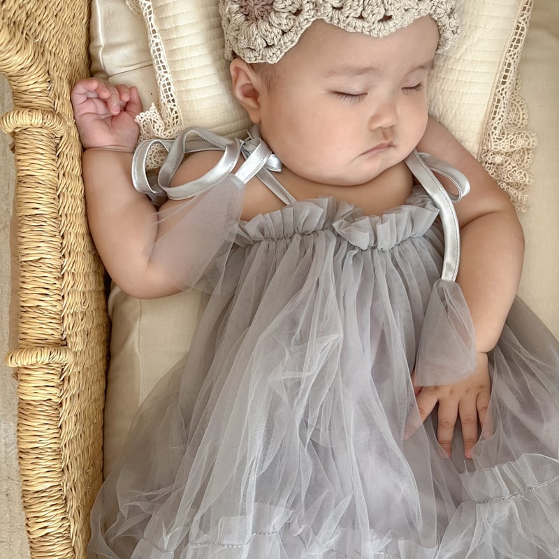 gray/pink ショルダーリボンチュチュドレス(593) | こどもふく