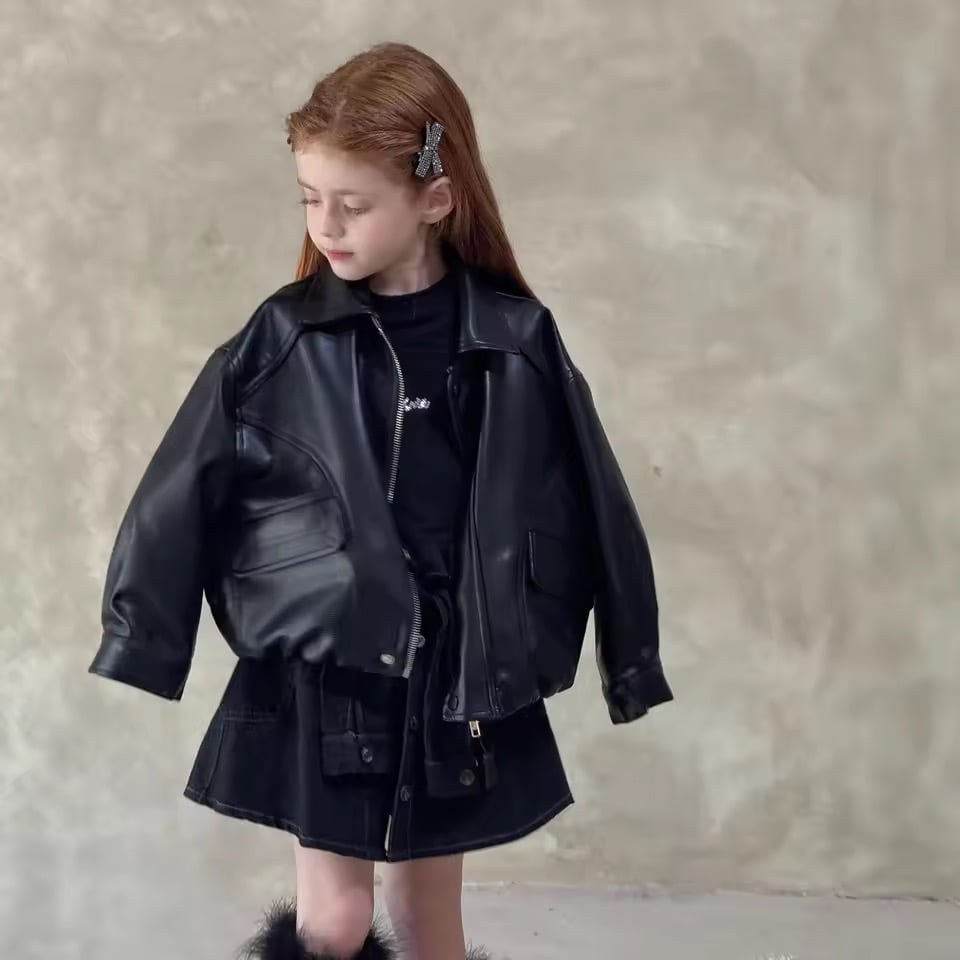 kids ブラックレザージャケット(2028) | こどもふく🧸mocokids