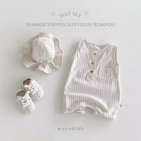 帽子setサマーストライプノースリーブロンパース(4155)