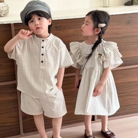 boy&girl ストライプサマーセットアップorワンピース(1313)