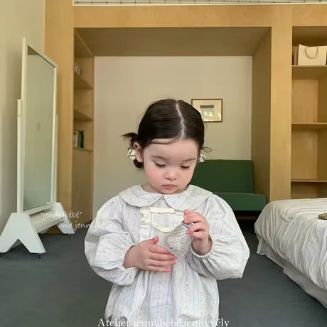 jennybebe 淡色フラワーストライプロンパース(831)