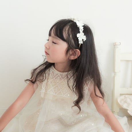 kids スクエアネックビジュー×スパンコールドレス(370)