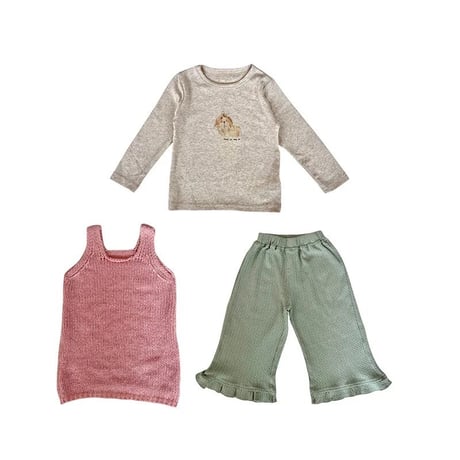 kids Spring pinkニットワンピースコーデ(4039)